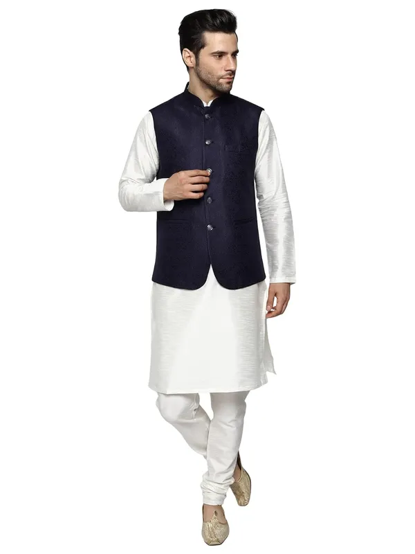 Men's_Silk_Blend_Kurta_Pajama_with_Designer_Ethnic_Nehru_Jacket/Modi_Jacket?