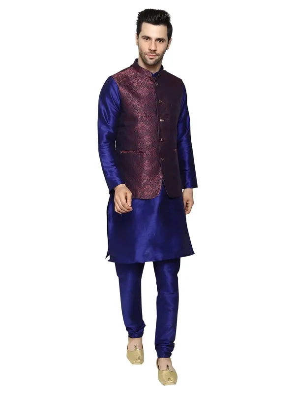 Men's_Silk_Blend_Kurta_Pajama_with_Designer_Ethnic_Nehru_Jacket/Modi_Jacket?