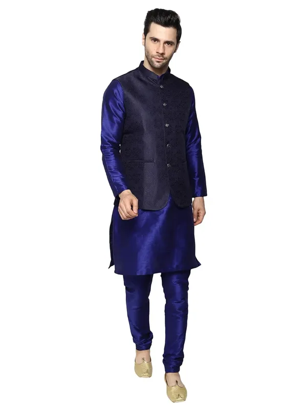 Men's_Silk_Blend_Kurta_Pajama_with_Designer_Ethnic_Nehru_Jacket/Modi_Jacket?