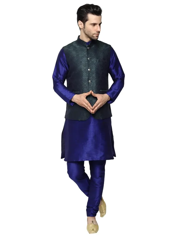 Men's_Silk_Blend_Kurta_Pajama_with_Designer_Ethnic_Nehru_Jacket/Modi_Jacket?