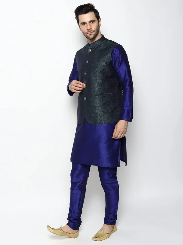 Men's_Silk_Blend_Kurta_Pajama_with_Designer_Ethnic_Nehru_Jacket/Modi_Jacket?
