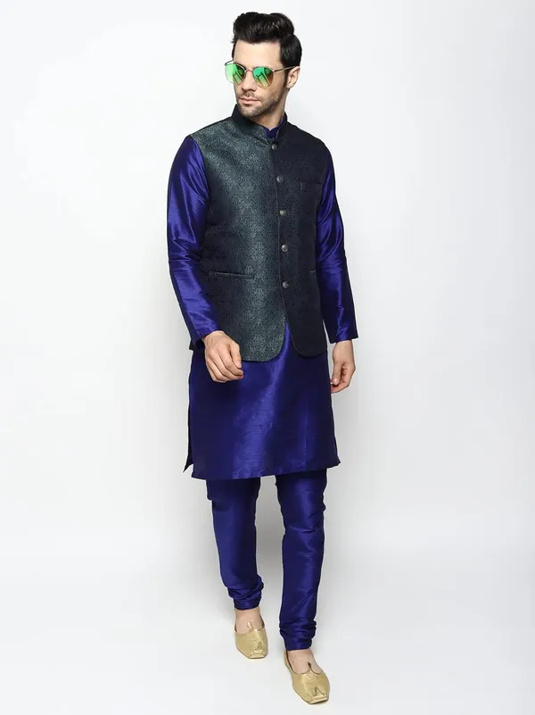 Men's_Silk_Blend_Kurta_Pajama_with_Designer_Ethnic_Nehru_Jacket/Modi_Jacket?