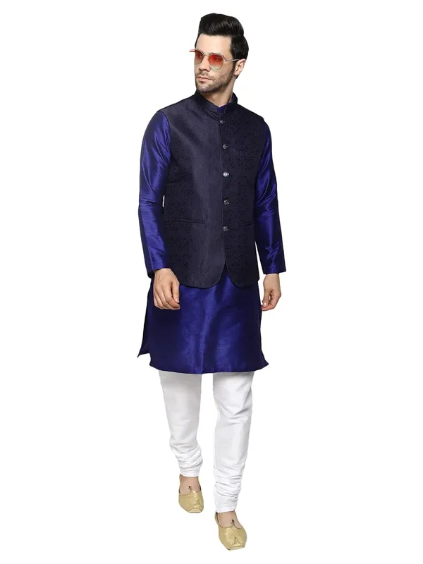 Men's_Silk_Blend_Kurta_Pajama_with_Designer_Ethnic_Nehru_Jacket/Modi_Jacket?