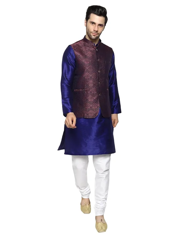 Men's_Silk_Blend_Kurta_Pajama_with_Designer_Ethnic_Nehru_Jacket/Modi_Jacket?