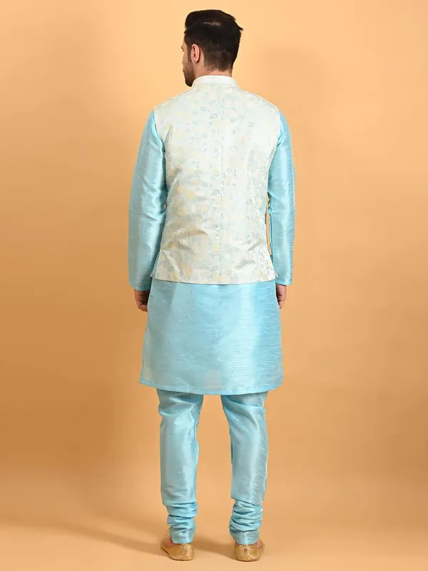 Men's_Silk_Blend_Kurta_Pajama_with_Designer_Ethnic_Nehru_Jacket/Modi_Jacket
