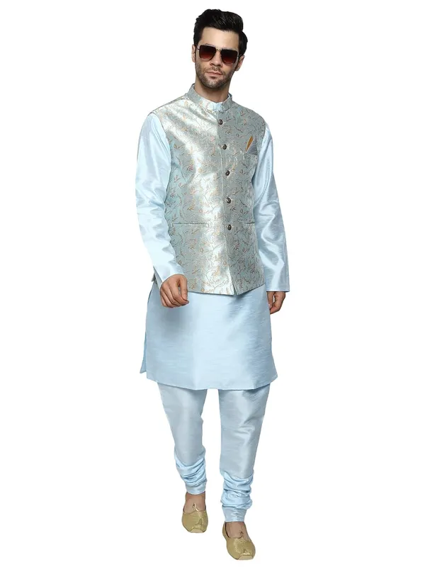 Men's_Silk_Blend_Kurta_Pajama_with_Designer_Ethnic_Nehru_Jacket/Modi_Jacket?