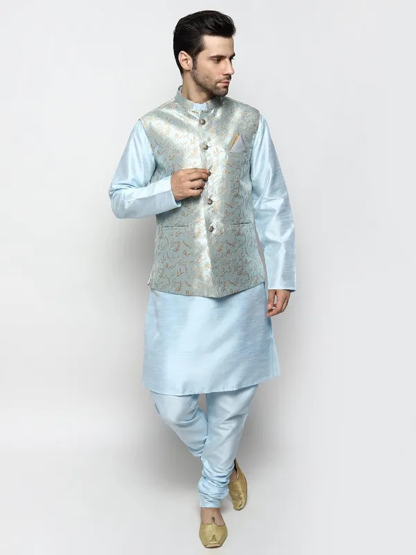 Men's_Silk_Blend_Kurta_Pajama_with_Designer_Ethnic_Nehru_Jacket/Modi_Jacket?