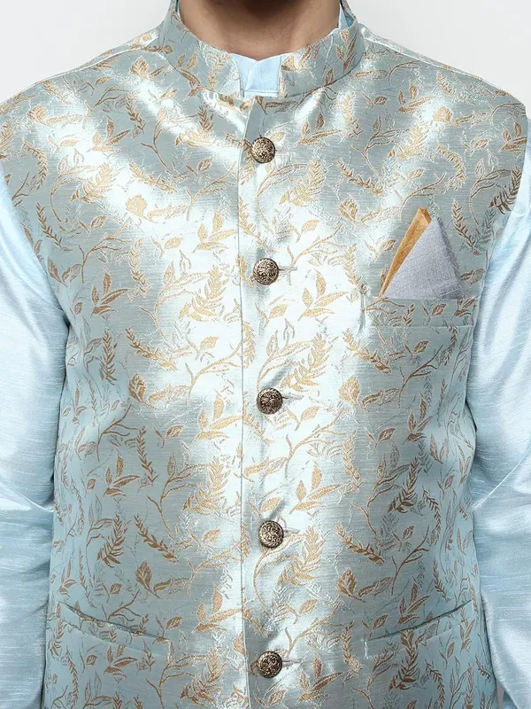 Men's_Silk_Blend_Kurta_Pajama_with_Designer_Ethnic_Nehru_Jacket/Modi_Jacket?
