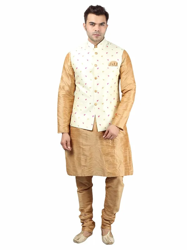 Men's_Silk_Blend_Regular_Kurta_Churidar_Pyjama_with_Bundi_Nehru_Jacket/Waistcoat