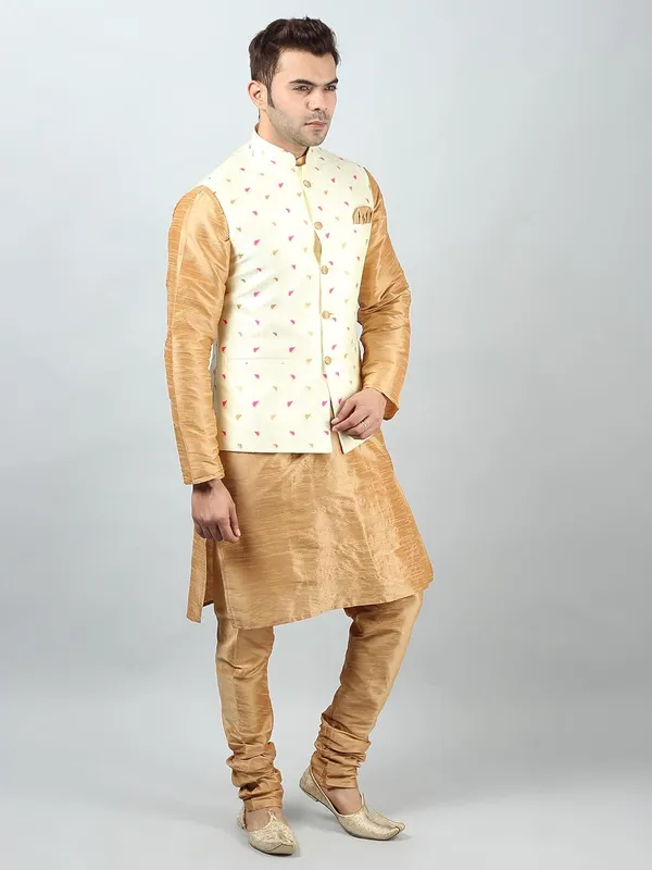 Men's_Silk_Blend_Regular_Kurta_Churidar_Pyjama_with_Bundi_Nehru_Jacket/Waistcoat