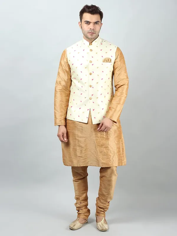 Men's_Silk_Blend_Regular_Kurta_Churidar_Pyjama_with_Bundi_Nehru_Jacket/Waistcoat