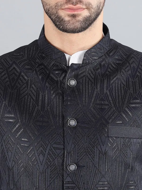 Men's_Silk_Blend_Kurta_Pajama_with_Designer_Ethnic_Nehru_Jacket/Modi_Jacket