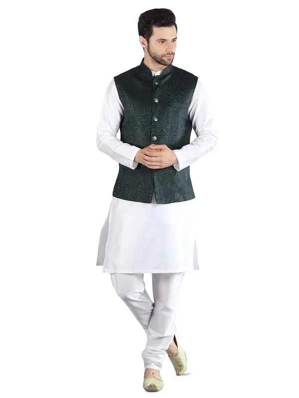Men's_Silk_Blend_Kurta_Pajama_with_Designer_Ethnic_Nehru_Jacket/Modi_Jacket