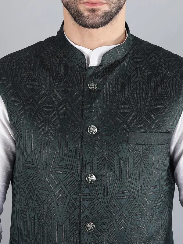 Men's_Silk_Blend_Kurta_Pajama_with_Designer_Ethnic_Nehru_Jacket/Modi_Jacket