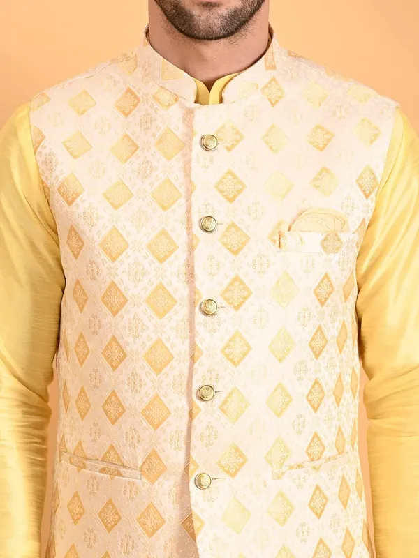 Men's_Silk_Blend_Kurta_Pajama_with_Designer_Ethnic_Nehru_Jacket/Modi_Jacket