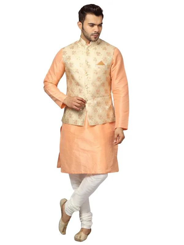 Men's_Silk_Blend_Regular_Kurta_Churidar_Pyjama_with_Bundi_Nehru_Jacket/Waistcoat