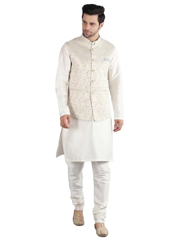 Men's_Silk_Blend_Kurta_Pajama_with_Designer_Ethnic_Nehru_Jacket/Modi_Jacket