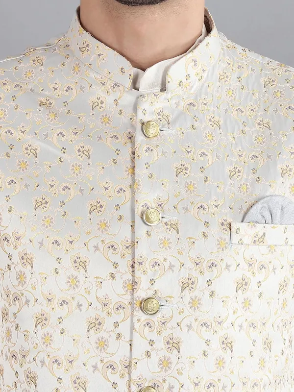 Men's_Silk_Blend_Kurta_Pajama_with_Designer_Ethnic_Nehru_Jacket/Modi_Jacket