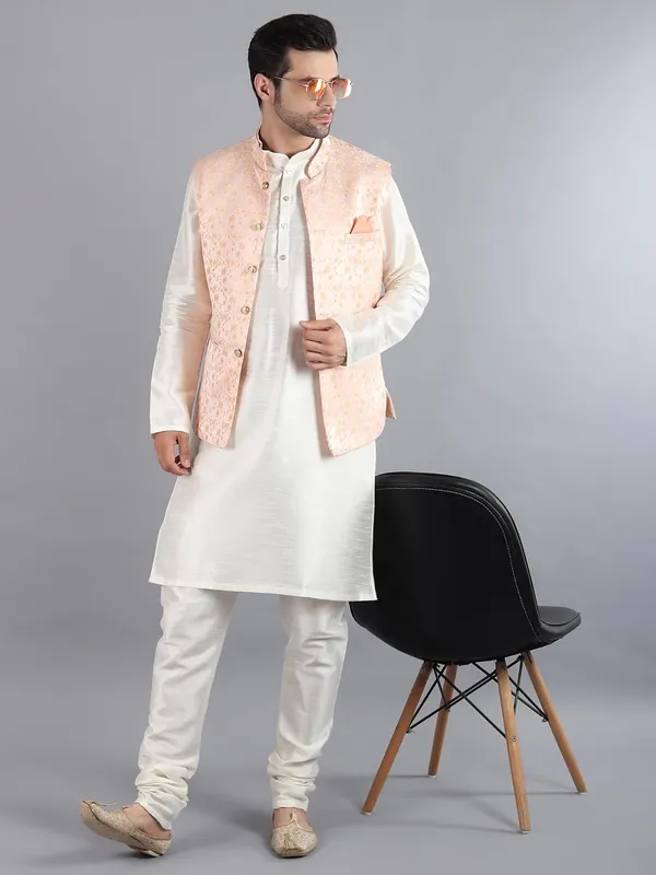 Men's_Silk_Blend_Kurta_Pajama_with_Designer_Ethnic_Nehru_Jacket/Modi_Jacket