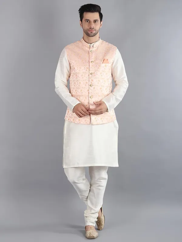 Men's_Silk_Blend_Kurta_Pajama_with_Designer_Ethnic_Nehru_Jacket/Modi_Jacket