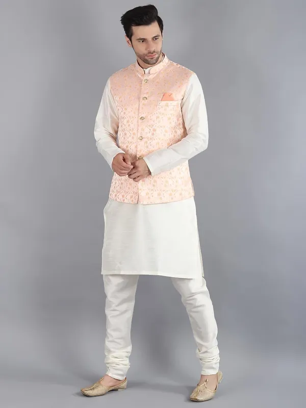 Men's_Silk_Blend_Kurta_Pajama_with_Designer_Ethnic_Nehru_Jacket/Modi_Jacket