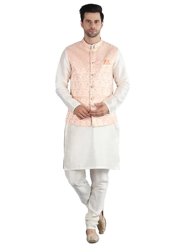 Men's_Silk_Blend_Kurta_Pajama_with_Designer_Ethnic_Nehru_Jacket/Modi_Jacket
