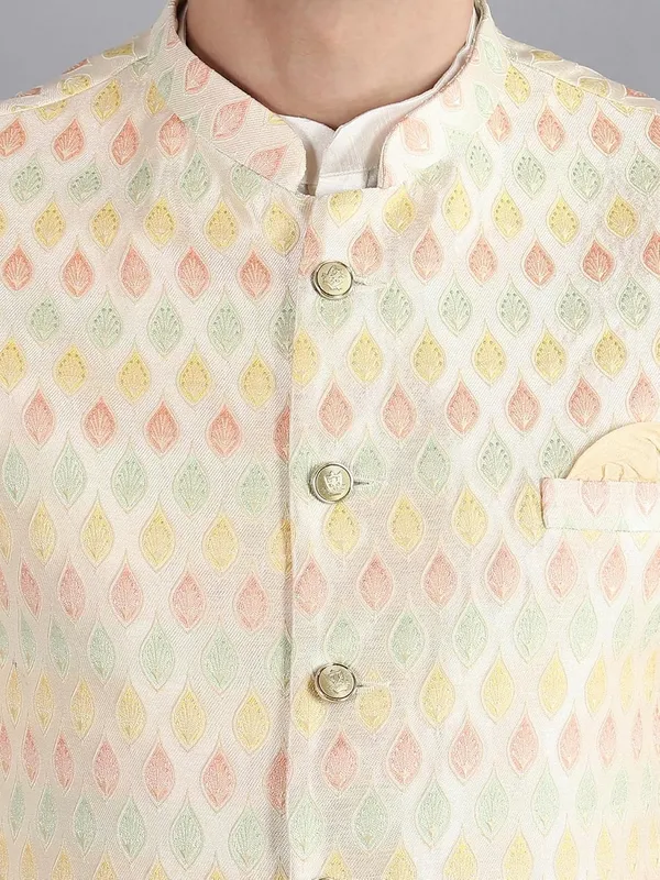 Men's_Silk_Blend_Kurta_Pajama_with_Designer_Ethnic_Nehru_Jacket/Modi_Jacket
