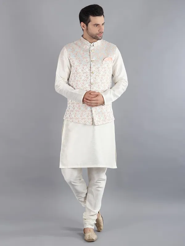 Men's_Silk_Blend_Kurta_Pajama_with_Designer_Ethnic_Nehru_Jacket/Modi_Jacket