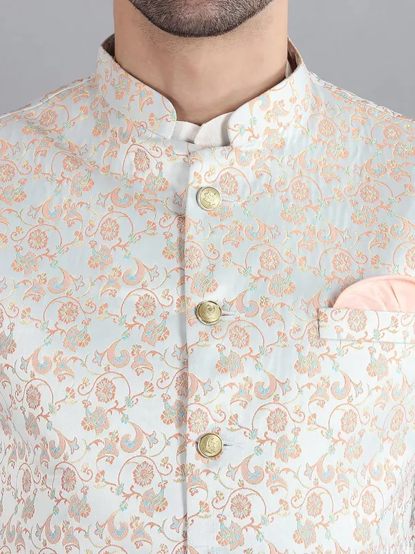 Men's_Silk_Blend_Kurta_Pajama_with_Designer_Ethnic_Nehru_Jacket/Modi_Jacket