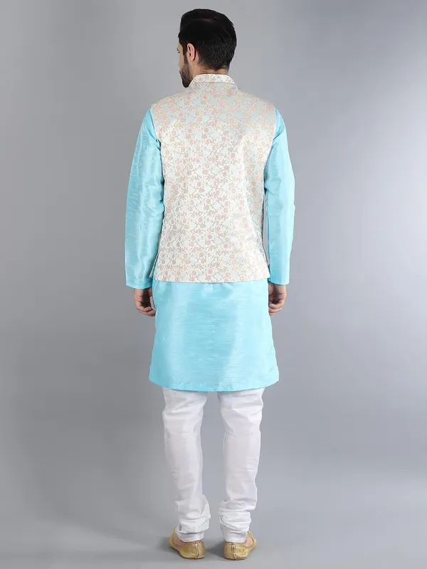 Men's_Silk_Blend_Kurta_Pajama_with_Designer_Ethnic_Nehru_Jacket/Modi_Jacket