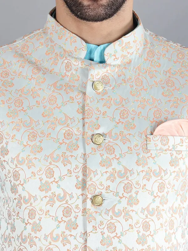 Men's_Silk_Blend_Kurta_Pajama_with_Designer_Ethnic_Nehru_Jacket/Modi_Jacket