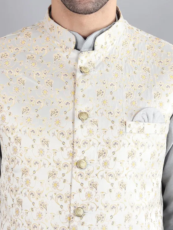 Men's_Silk_Blend_Kurta_Pajama_with_Designer_Ethnic_Nehru_Jacket/Modi_Jacket