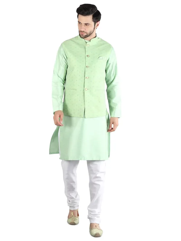 Men's_Silk_Blend_Kurta_Pajama_with_Designer_Ethnic_Nehru_Jacket/Modi_Jacket