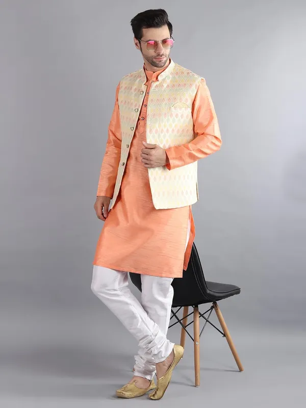 Men's_Silk_Blend_Kurta_Pajama_with_Designer_Ethnic_Nehru_Jacket/Modi_Jacket