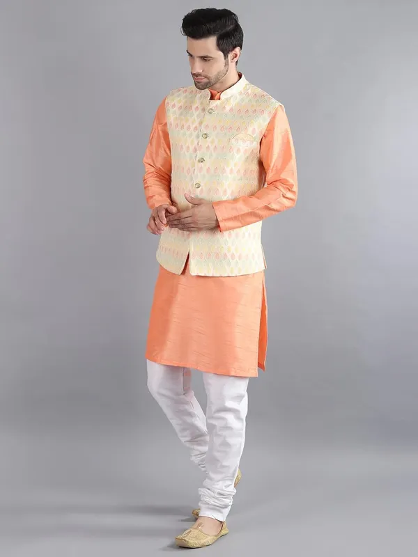 Men's_Silk_Blend_Kurta_Pajama_with_Designer_Ethnic_Nehru_Jacket/Modi_Jacket