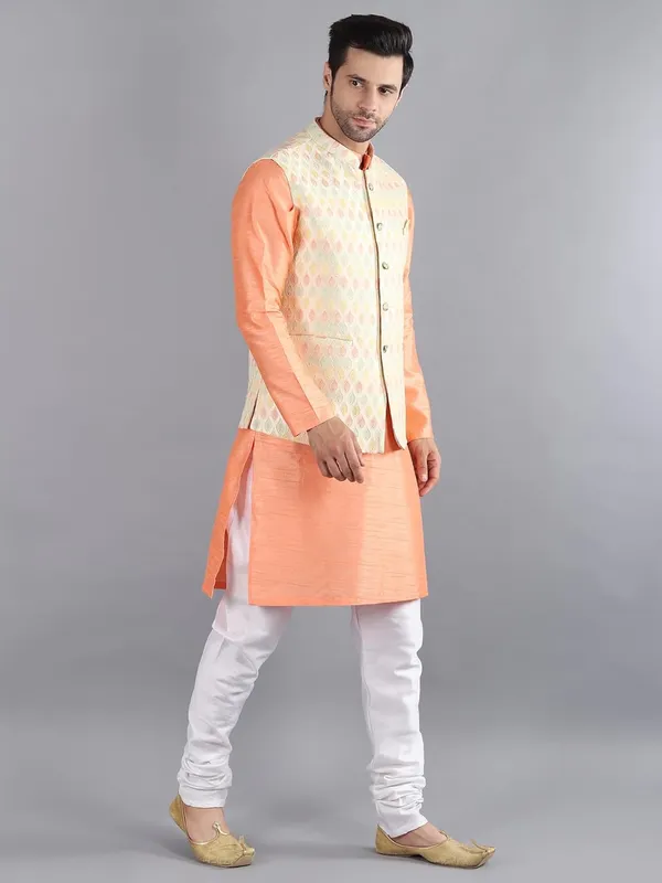 Men's_Silk_Blend_Kurta_Pajama_with_Designer_Ethnic_Nehru_Jacket/Modi_Jacket