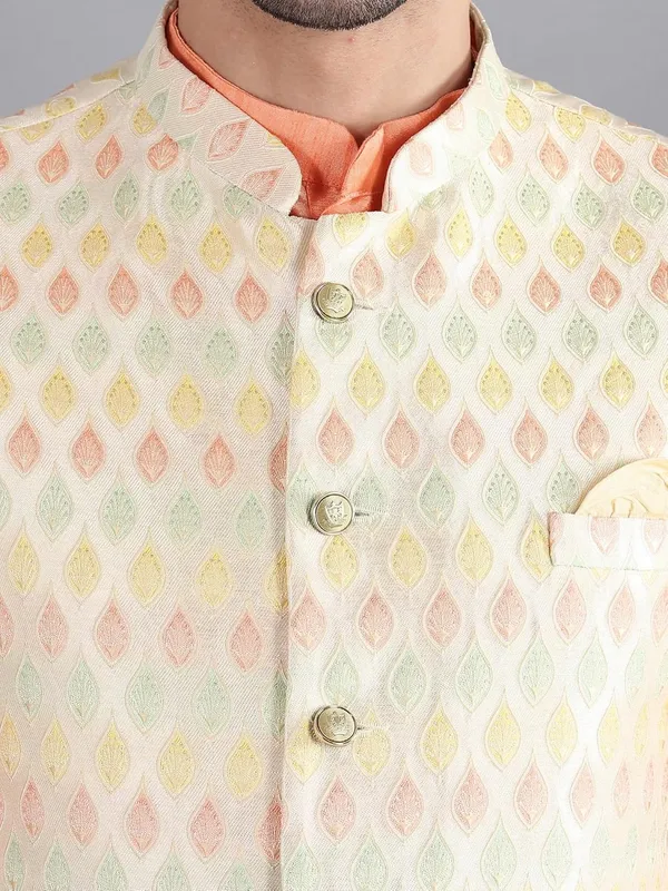 Men's_Silk_Blend_Kurta_Pajama_with_Designer_Ethnic_Nehru_Jacket/Modi_Jacket