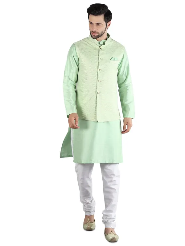 Men's_Silk_Blend_Kurta_Pajama_with_Designer_Ethnic_Nehru_Jacket/Modi_Jacket