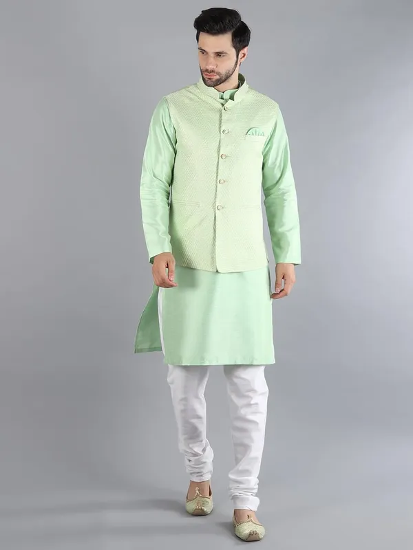 Men's_Silk_Blend_Kurta_Pajama_with_Designer_Ethnic_Nehru_Jacket/Modi_Jacket