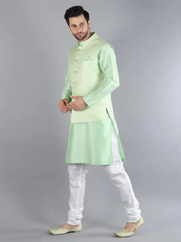 Men's_Silk_Blend_Kurta_Pajama_with_Designer_Ethnic_Nehru_Jacket/Modi_Jacket