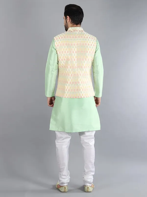 Men's_Silk_Blend_Kurta_Pajama_with_Designer_Ethnic_Nehru_Jacket/Modi_Jacket