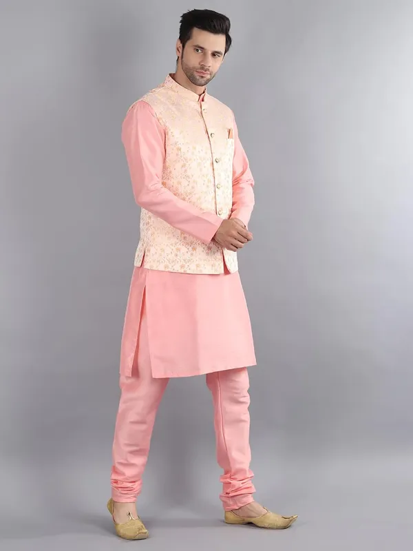 Men's_Silk_Blend_Kurta_Pajama_with_Designer_Ethnic_Nehru_Jacket/Modi_Jacket