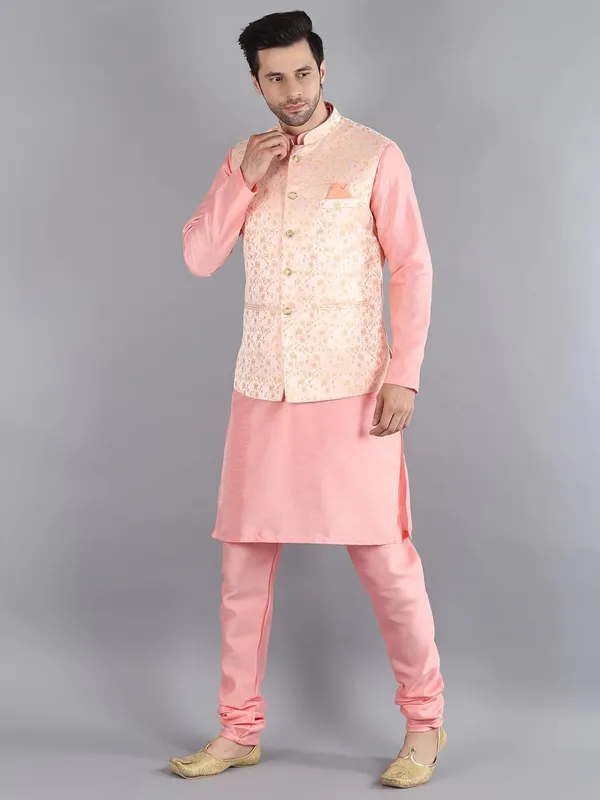 Men's_Silk_Blend_Kurta_Pajama_with_Designer_Ethnic_Nehru_Jacket/Modi_Jacket