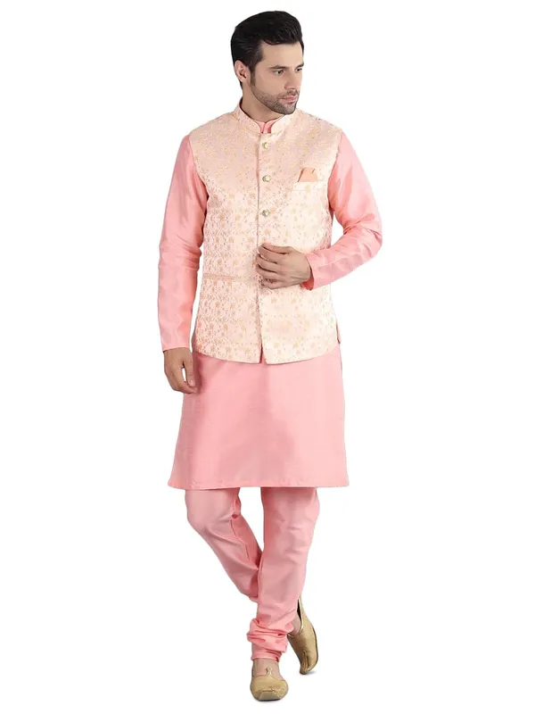 Men's_Silk_Blend_Kurta_Pajama_with_Designer_Ethnic_Nehru_Jacket/Modi_Jacket