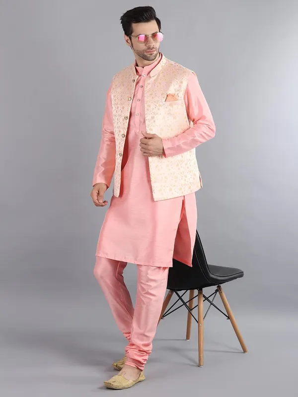 Men's_Silk_Blend_Kurta_Pajama_with_Designer_Ethnic_Nehru_Jacket/Modi_Jacket