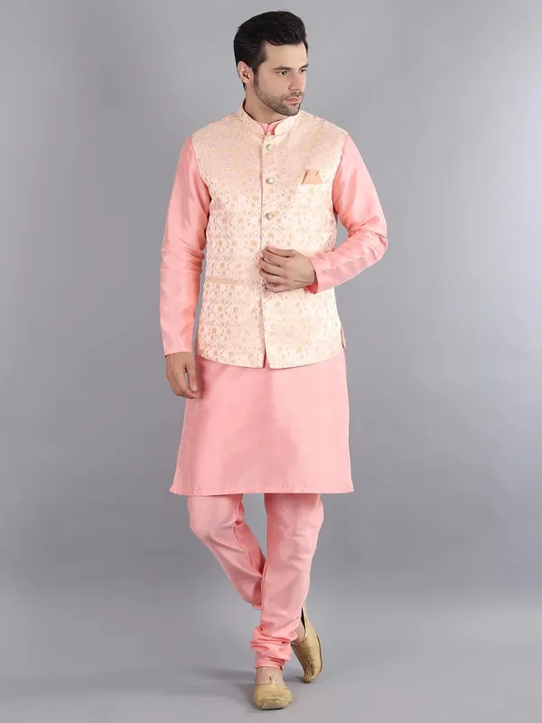 Men's_Silk_Blend_Kurta_Pajama_with_Designer_Ethnic_Nehru_Jacket/Modi_Jacket