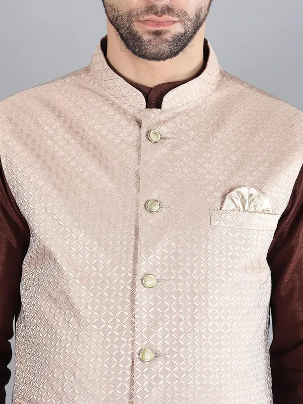 Men's_Silk_Blend_Kurta_Pajama_with_Designer_Ethnic_Nehru_Jacket/Modi_Jacket