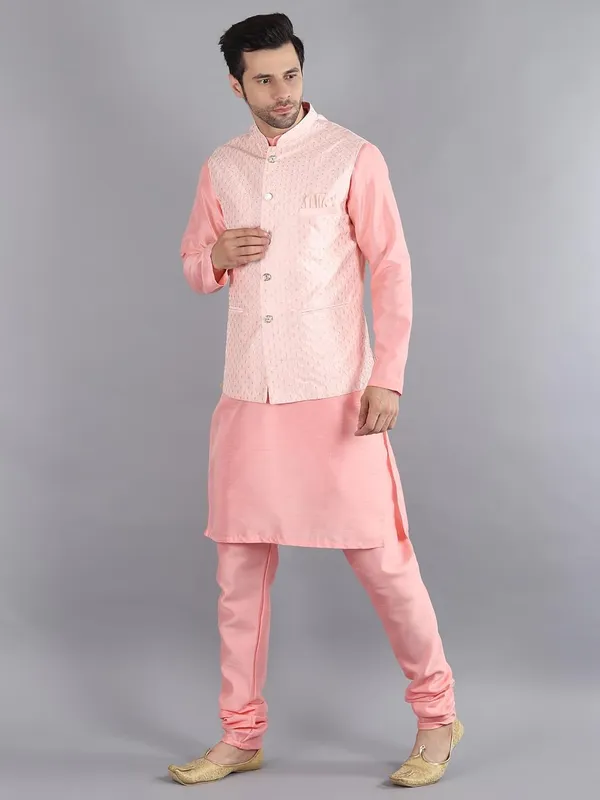 Men's_Silk_Blend_Kurta_Pajama_with_Designer_Ethnic_Nehru_Jacket/Modi_Jacket