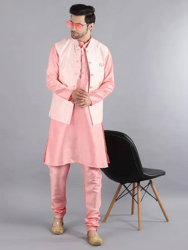 Men's_Silk_Blend_Kurta_Pajama_with_Designer_Ethnic_Nehru_Jacket/Modi_Jacket