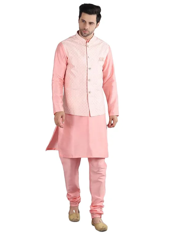 Men's_Silk_Blend_Kurta_Pajama_with_Designer_Ethnic_Nehru_Jacket/Modi_Jacket